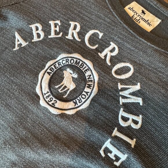 Abercrombie Kids Logo Crewneck Sweatshirt Gray Charcoal Embroidered Size 13/14 - Picture 8 of 8